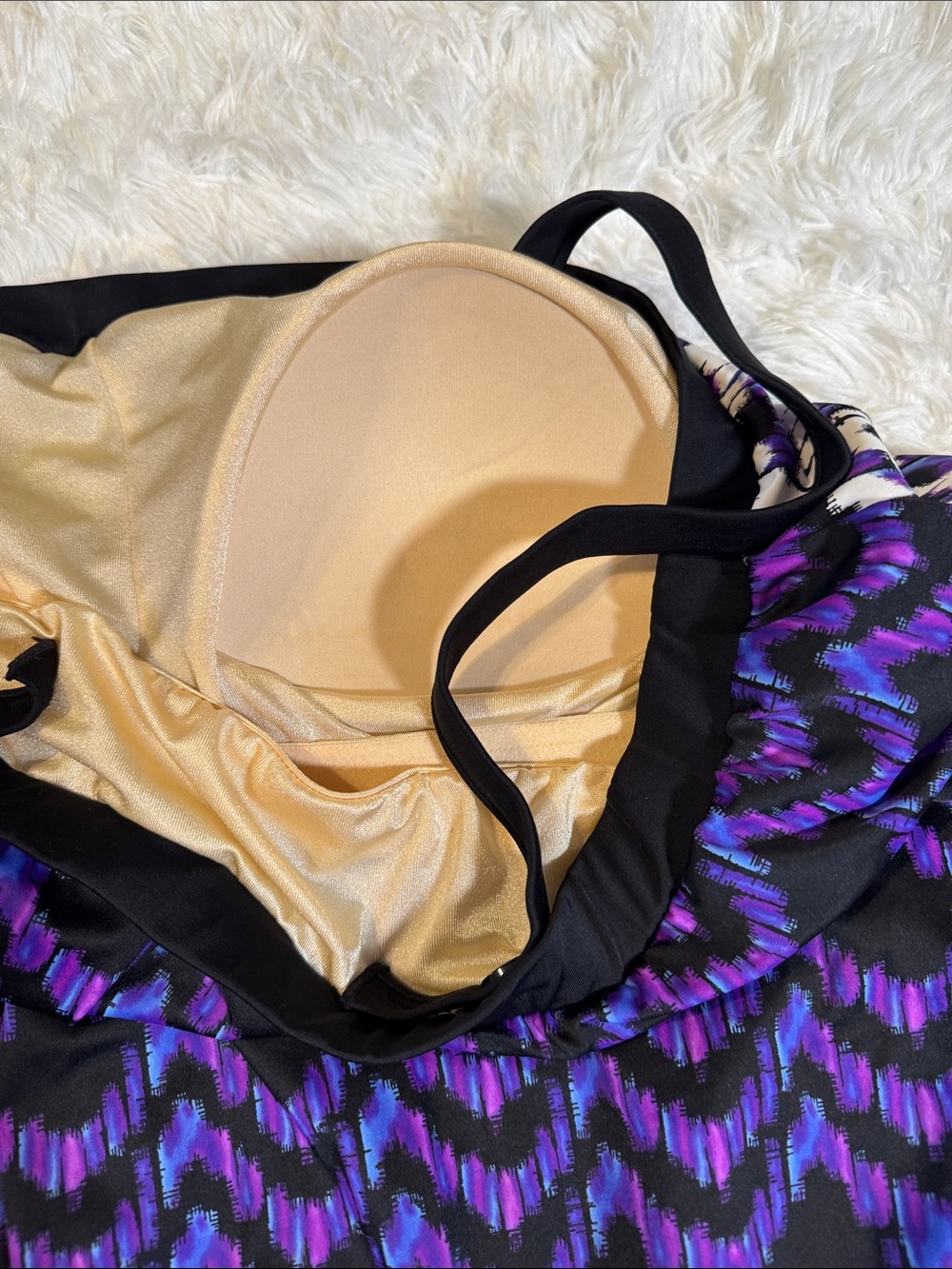 Purple Patterned Women's Swim top  with Side Tie Detail (top ONLY) - Picture 7 of 11